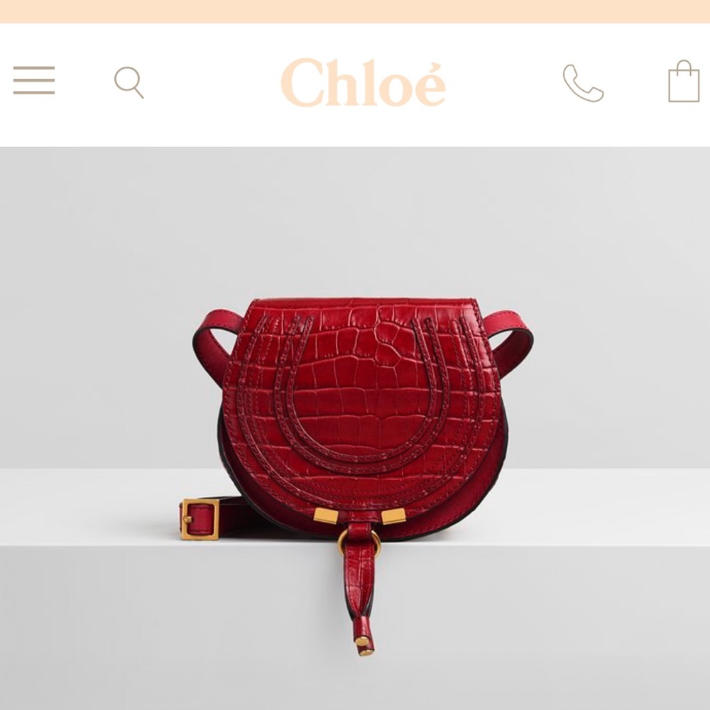 Chloe | Mini Marcie Calf-Embossed Round Saddle Bag